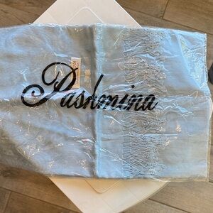 Pashmina Light Blue Fringed Scarf